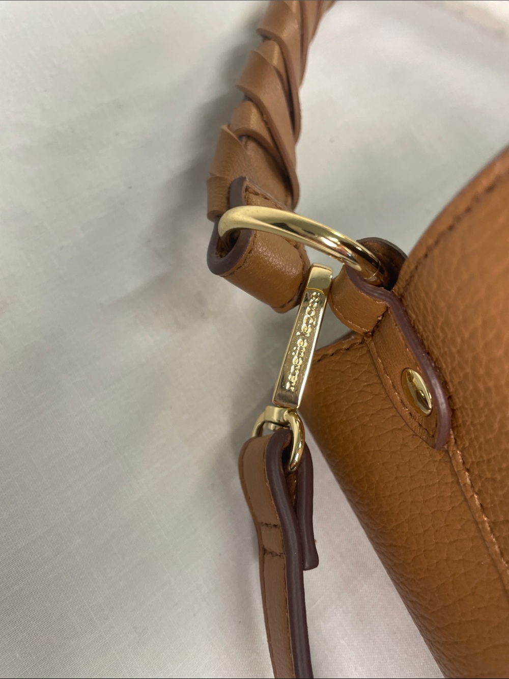 Nanette Lepore Brown Tan Pebbled Leather Drawstring Bucket Bag - Picture 4 of 10